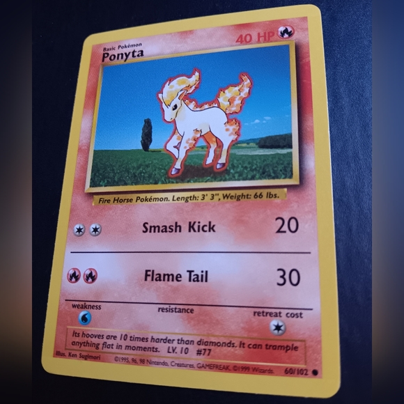 Ponyta Pokemon Card - Base Set - NO. 60/102 Common Non-Holo - Picture 6 of 9
